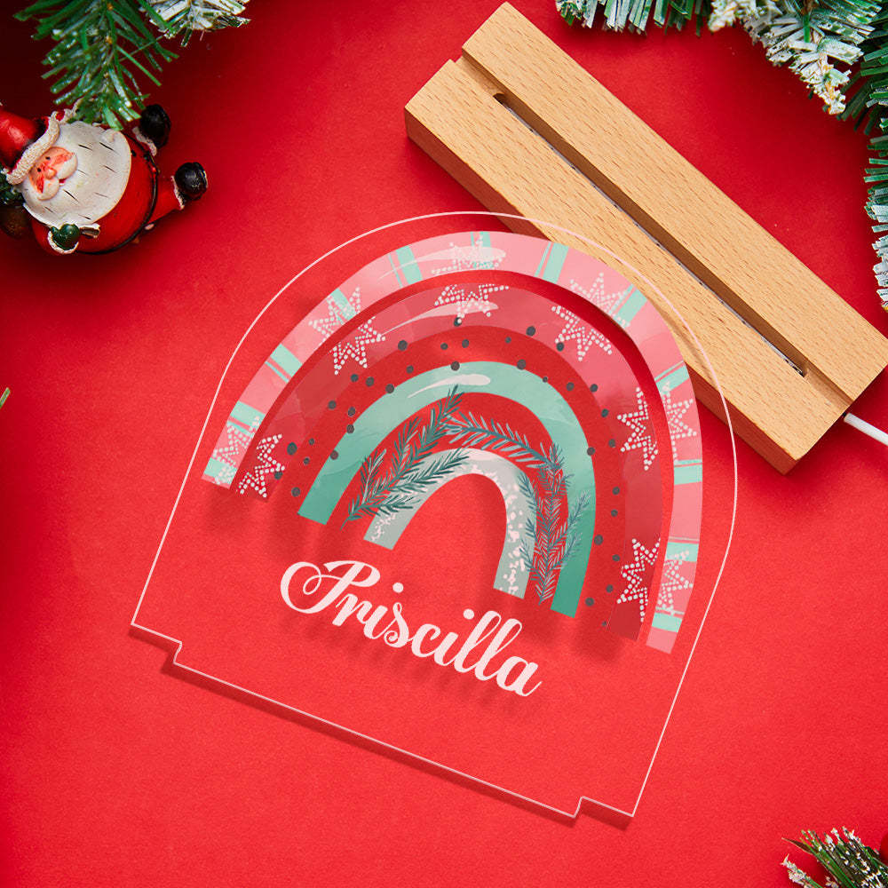 Personalisierte Weihnachten Schnee Und Kiefernblätter Acryl Led Lampe Kinder Kinderzimmer Schlafzimmer Dekor - meinemondlampe