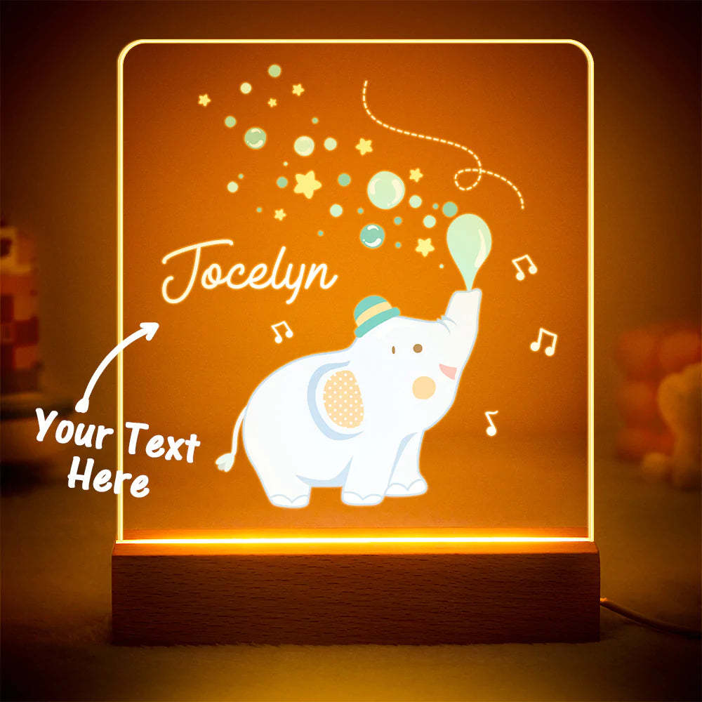 Individuell Graviertes Elefant-nachtlicht, Personalisiertes Acryl-lampengeschenk Für Kinder - meinemondlampe