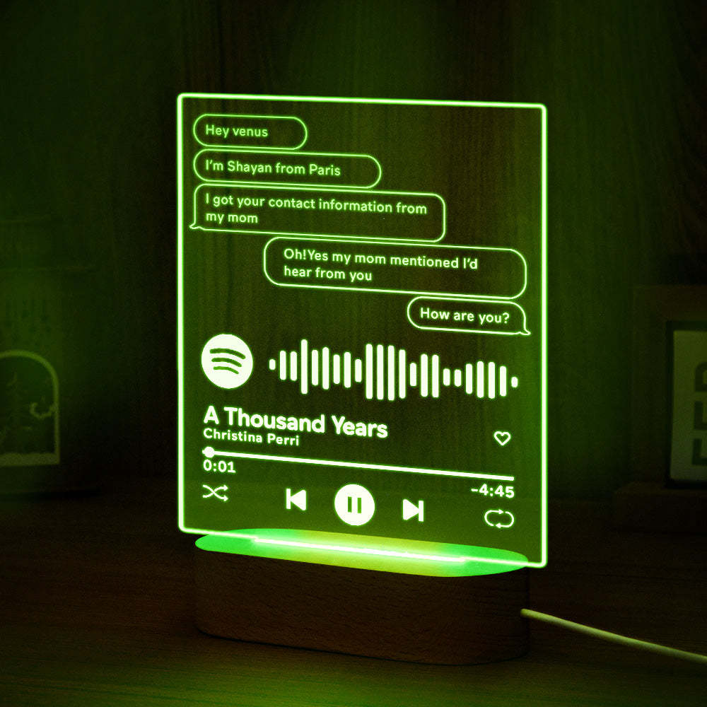 Benutzerdefinierte Nachricht Musik Plaque Lampe Scannbarer Spotify-code Buntes Nachtlicht Valentinstagsgeschenk - meinemondlampe