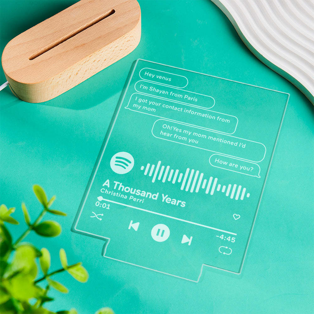 Benutzerdefinierte Nachricht Musik Plaque Lampe Scannbarer Spotify-code Buntes Nachtlicht Valentinstagsgeschenk - meinemondlampe