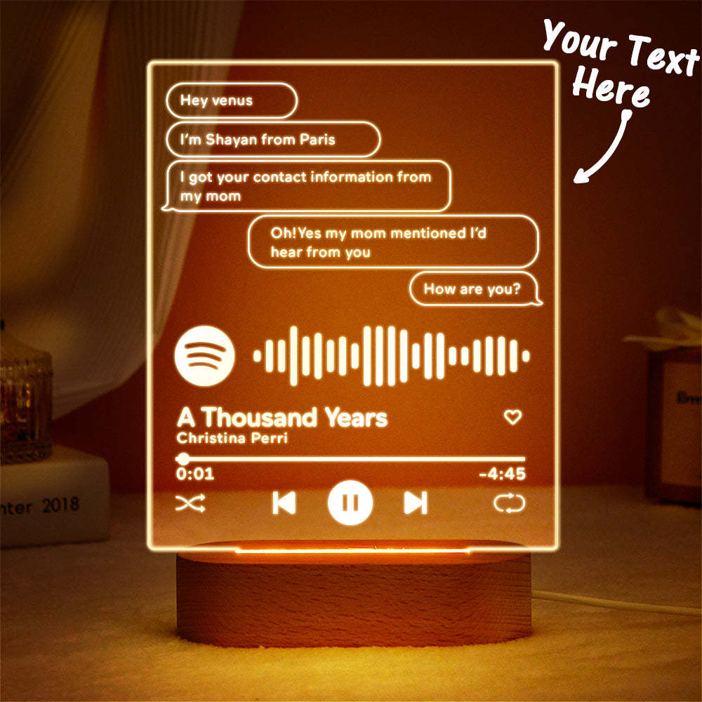 Benutzerdefinierte Nachricht Musik Plaque Lampe Scannbarer Spotify-code Buntes Nachtlicht Valentinstagsgeschenk - meinemondlampe