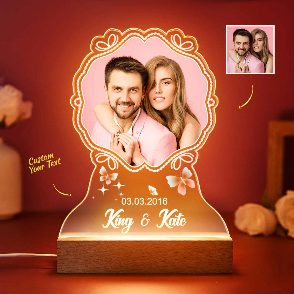 Geschenk Für Sie/ihn, Benutzerdefinierte Led-lampe Mit Namen Und Foto-valentinstag-idee - meinemondlampe