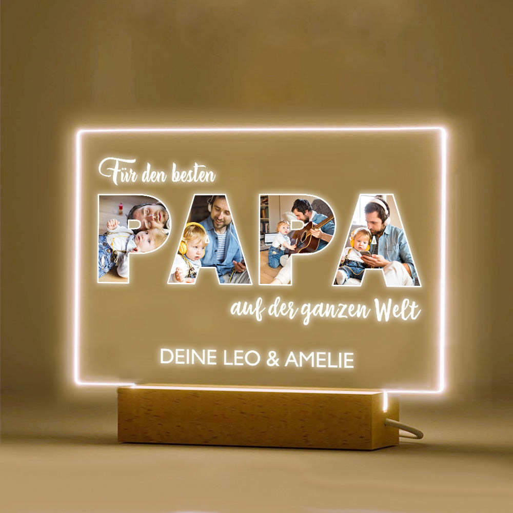 Personalisiertes Papa-nachtlicht, Personalisierte Foto-acryllampe, Vatertagsgeschenke - meinemondlampe