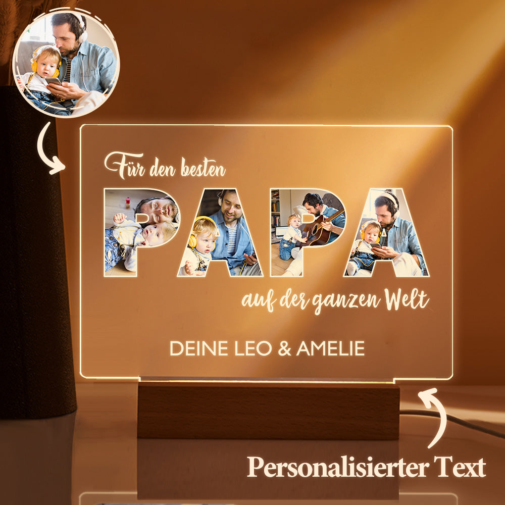 Personalisiertes Papa-nachtlicht, Personalisierte Foto-acryllampe, Vatertagsgeschenke