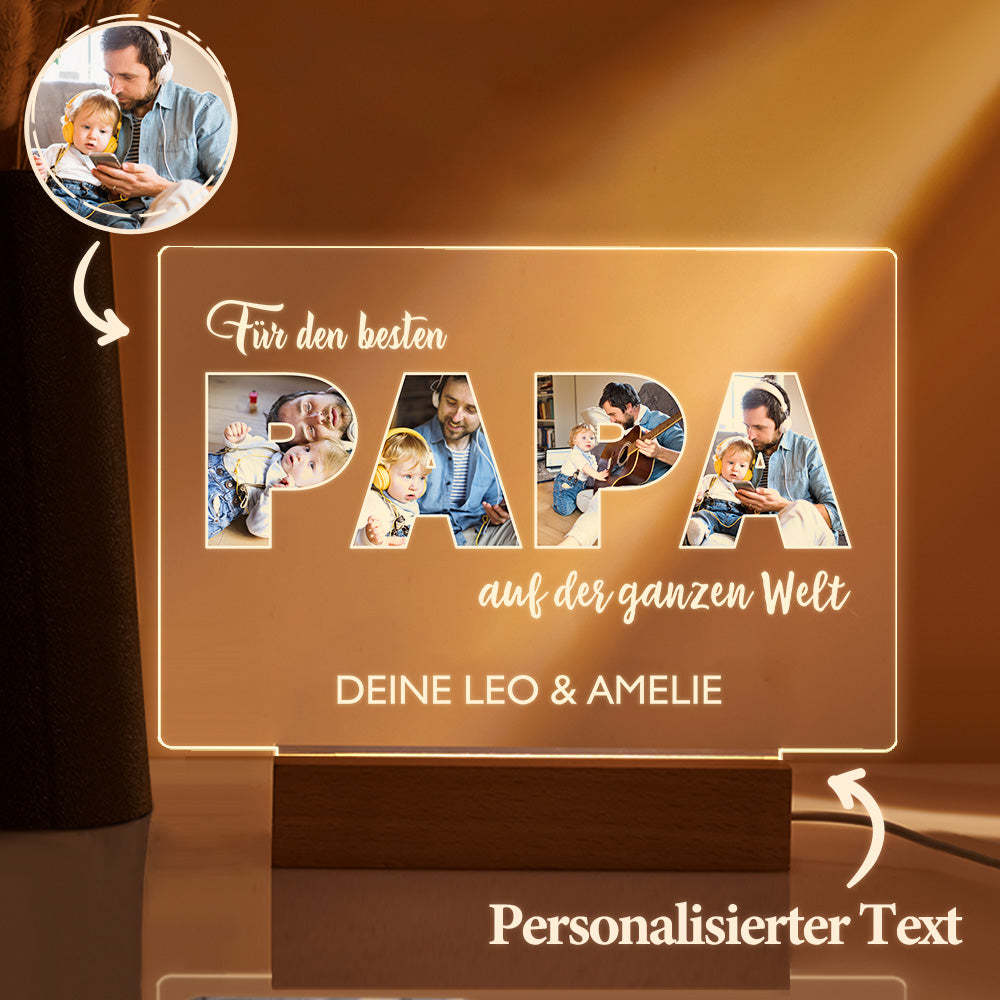 Personalisiertes Papa-nachtlicht, Personalisierte Foto-acryllampe, Vatertagsgeschenke - meinemondlampe