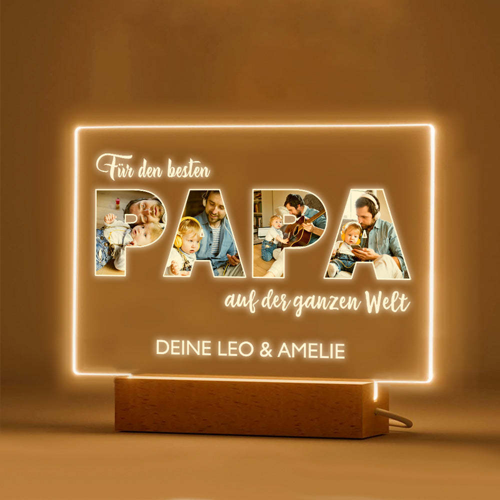 Personalisiertes Papa-nachtlicht, Personalisierte Foto-acryllampe, Vatertagsgeschenke - meinemondlampe