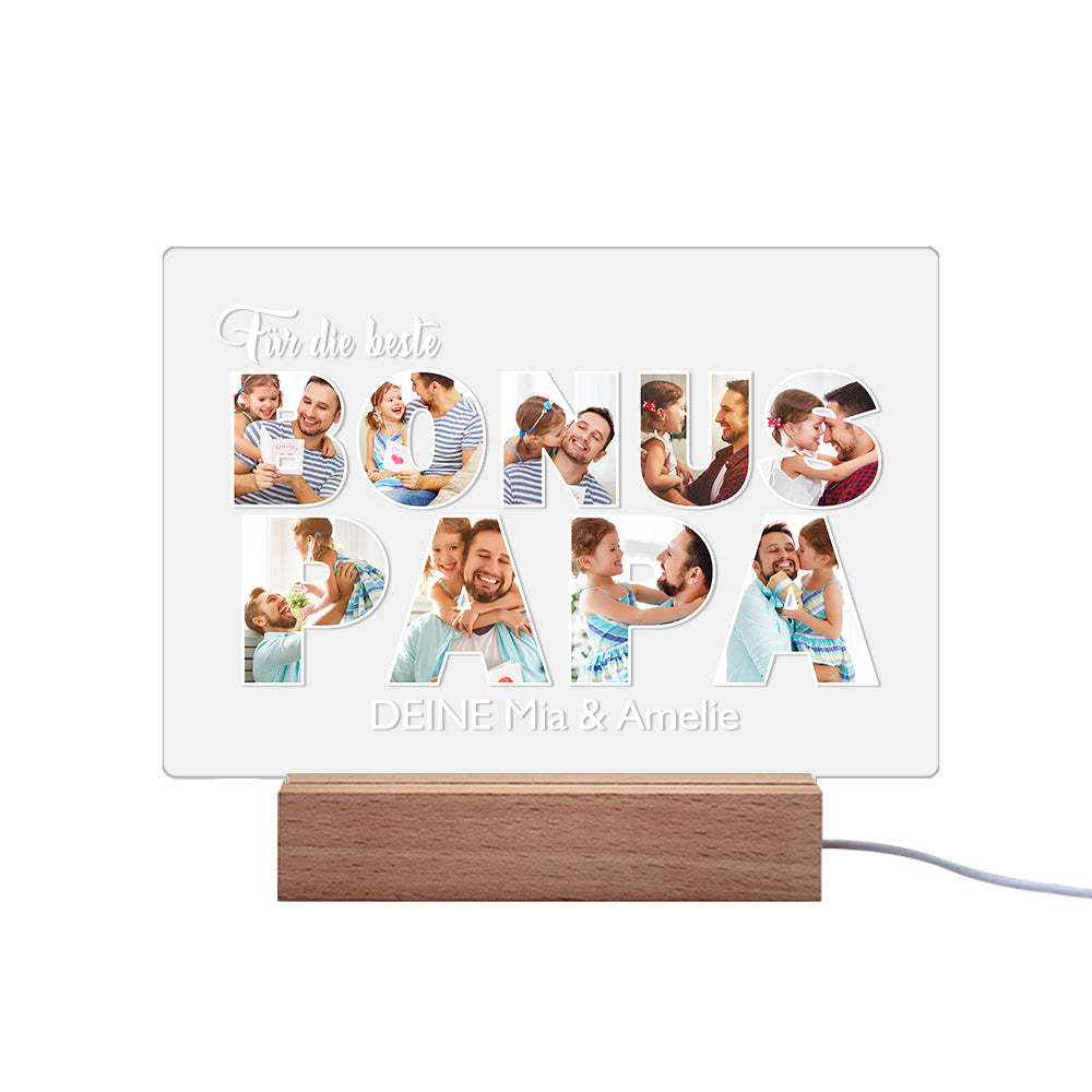 Personalisiertes Vatertags-nachtlicht, Personalisierte Foto-acryl-lampengeschenke - meinemondlampe