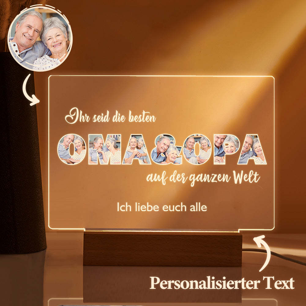 Personalisiertes Nachtlicht, Personalisierte Foto-acryl-lampe, Geschenke Für Opa Oder Oma - meinemondlampe