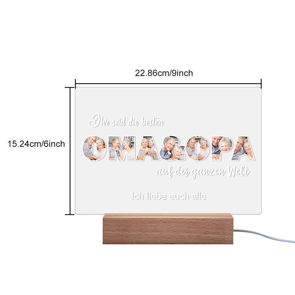 Personalisiertes Nachtlicht, Personalisierte Foto-acryl-lampe, Geschenke Für Opa Oder Oma - meinemondlampe