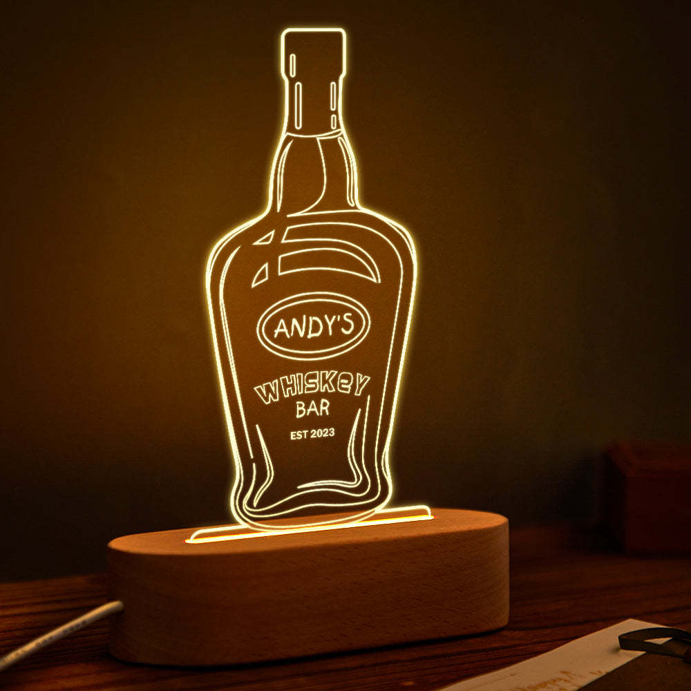 Personalisierte Wein Nachtlicht 7 Farben Acryl 3d Lampe Vatertagsgeschenke - meinemondlampe