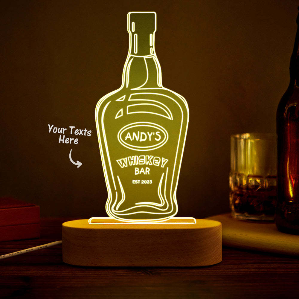 Personalisierte Wein Nachtlicht 7 Farben Acryl 3d Lampe Vatertagsgeschenke - meinemondlampe