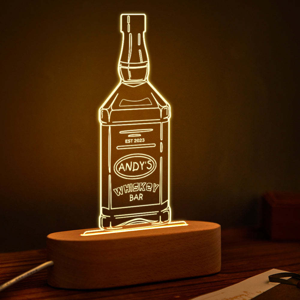 Personalisierte Liquor Nachtlicht 7 Farben Acryl Wein 3d Lampe Vatertagsgeschenke - meinemondlampe
