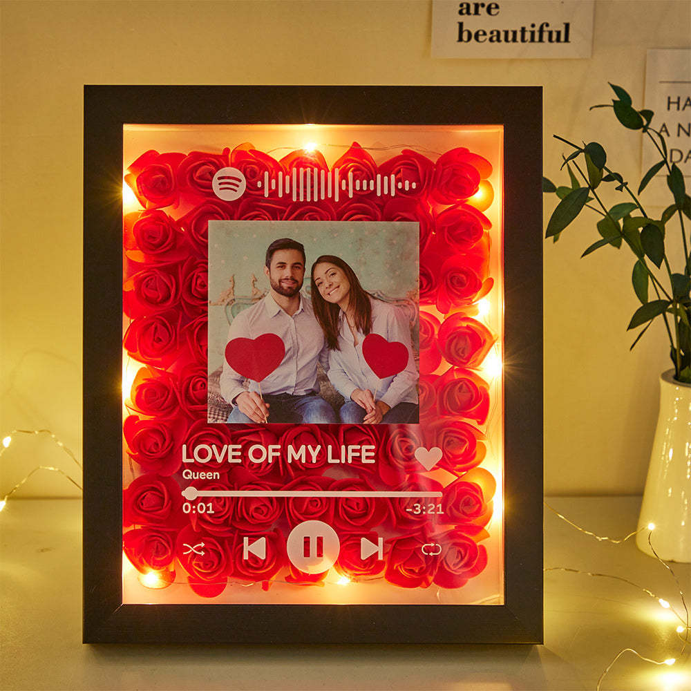 Benutzerdefinierte Scannbare Spotify Code Nachtlicht Rose Ornament Paar Geschenke - meinemondlampe