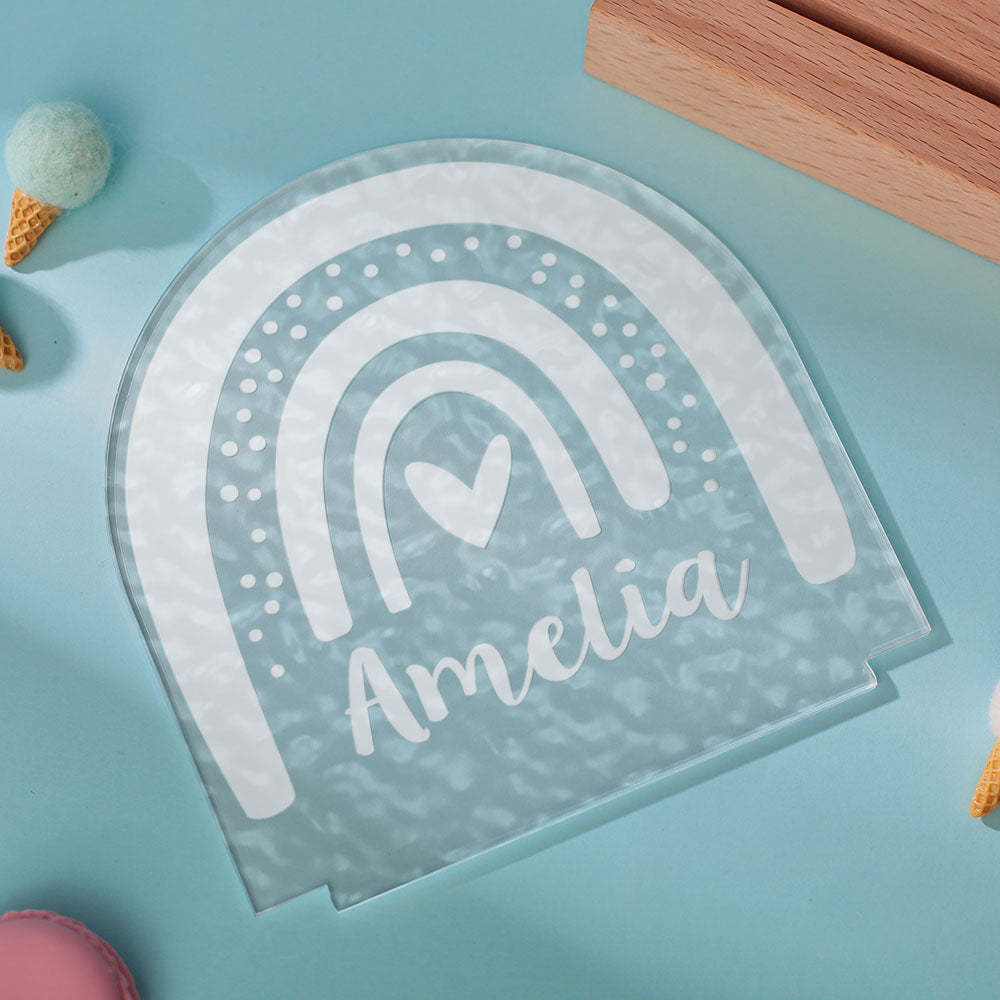 Personalisiertes Baby-geschenk, Kinderzimmer-dekoration, Individueller Name, Nachtlicht, Boho-regenbogenform, Wasserwellenlicht - meinemondlampe