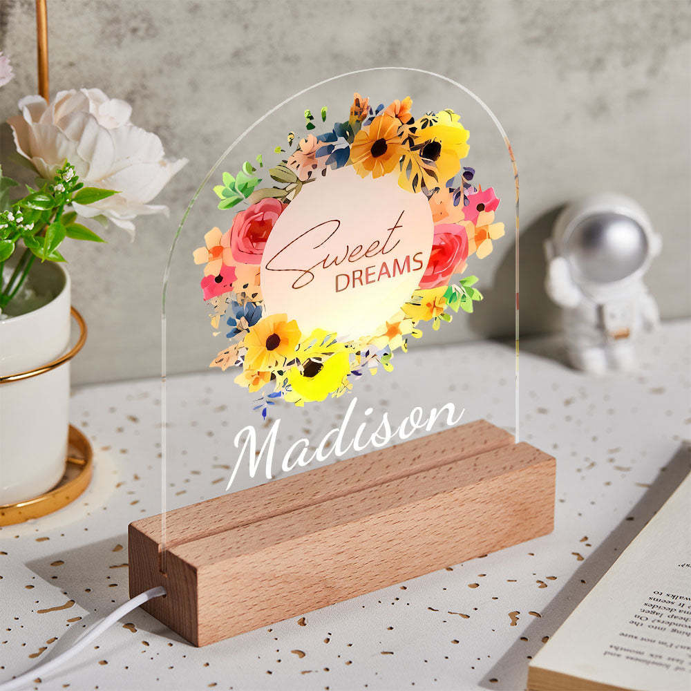 Personalisiertes Helles Nachtlicht Mit „sweet Dream Good Night“. - meinemondlampe