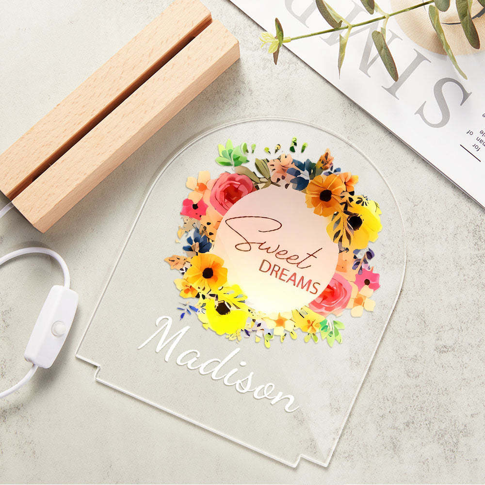 Personalisiertes Helles Nachtlicht Mit „sweet Dream Good Night“. - meinemondlampe