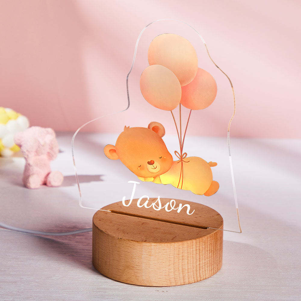 Personalisierter Baby-nachtlicht-schlafbär, Personalisierter Name Für Kinder-babyparty - meinemondlampe