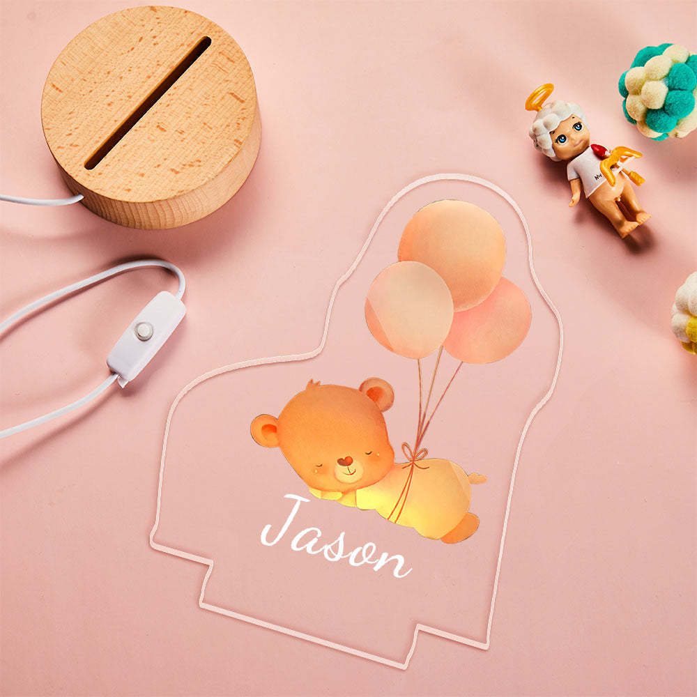 Personalisierter Baby-nachtlicht-schlafbär, Personalisierter Name Für Kinder-babyparty - meinemondlampe