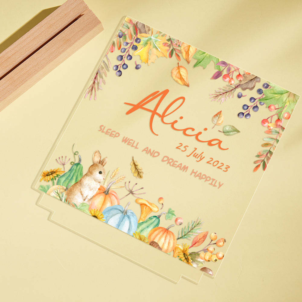 Blume Und Kaninchen Individueller Name Kinderzimmer Lampe Kind Nachtlicht Bestes Geschenk Für Baby - meinemondlampe