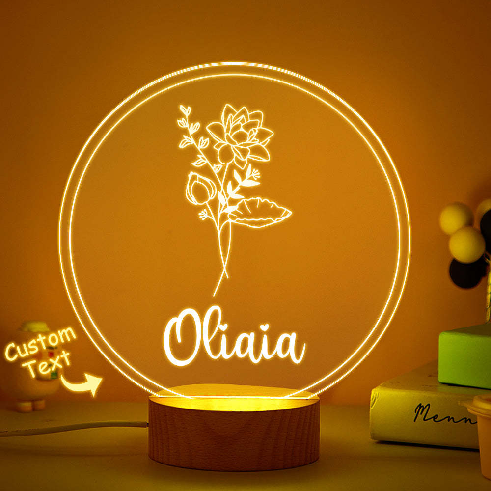 Personalisierte Namens-geburtsblumen-nachtlicht-geschenke Aus Acryl Zum Muttertag - meinemondlampe