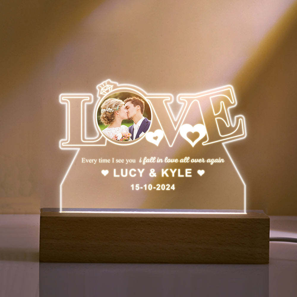 Personalisiertes Acryl-nachtlicht, Individuelles Foto-nachtlicht, Valentinstag, Romantische Geschenke Für Liebhaber - meinemondlampe