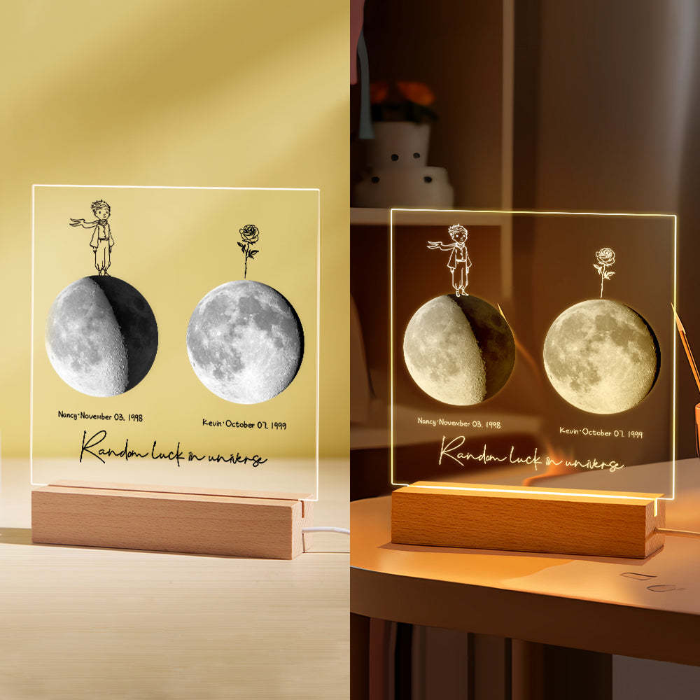 Personalisiertes Geburtsmond-nachtlicht, Personalisiertes Mondphasen-led-licht Für Geburtstags- Und Jahrestagsgeschenke - meinemondlampe