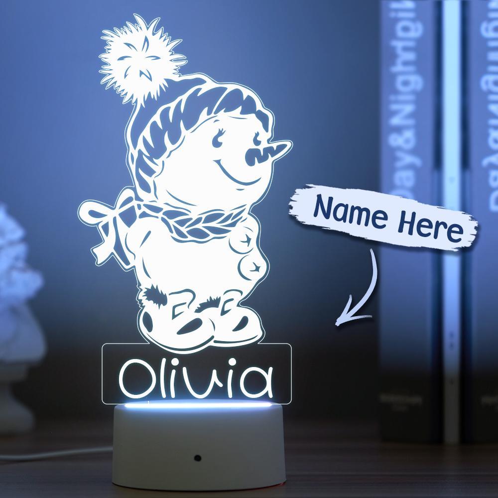 Personalisierte Schneemann-nachtlampe Mit Benutzerdefiniertem Namen Nachtlicht Kinder-schlafzimmer-dekor Kinder-led-licht - meinemondlampe