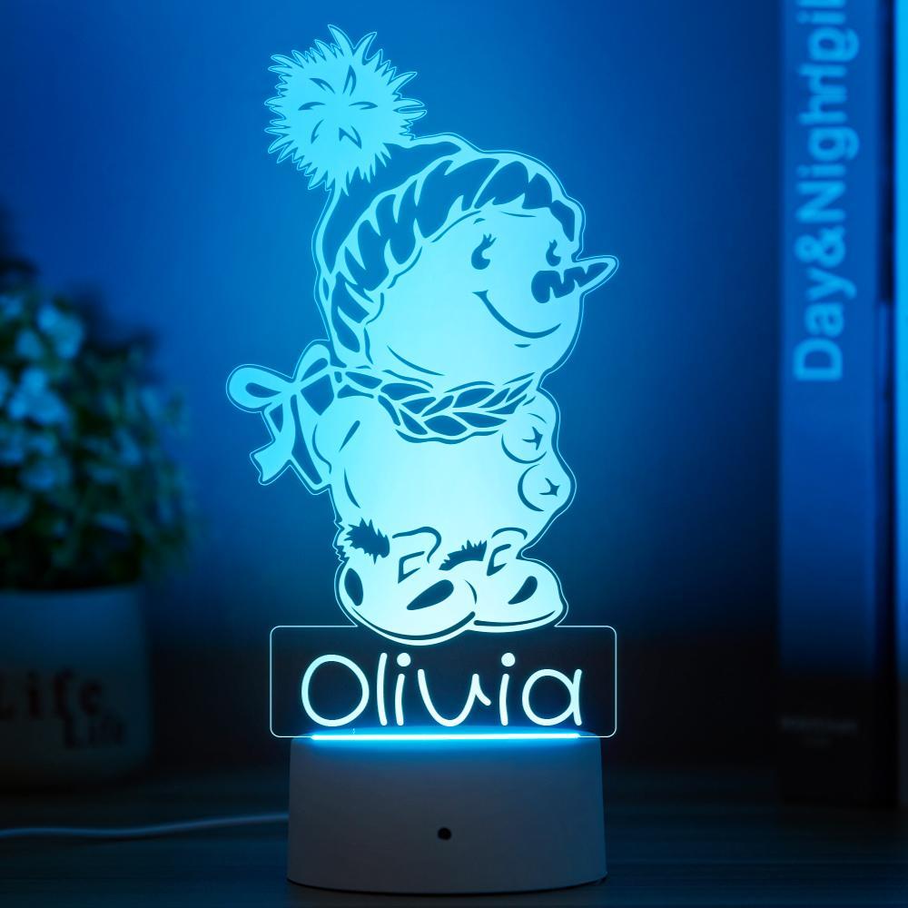 Personalisierte Schneemann-nachtlampe Mit Benutzerdefiniertem Namen Nachtlicht Kinder-schlafzimmer-dekor Kinder-led-licht - meinemondlampe