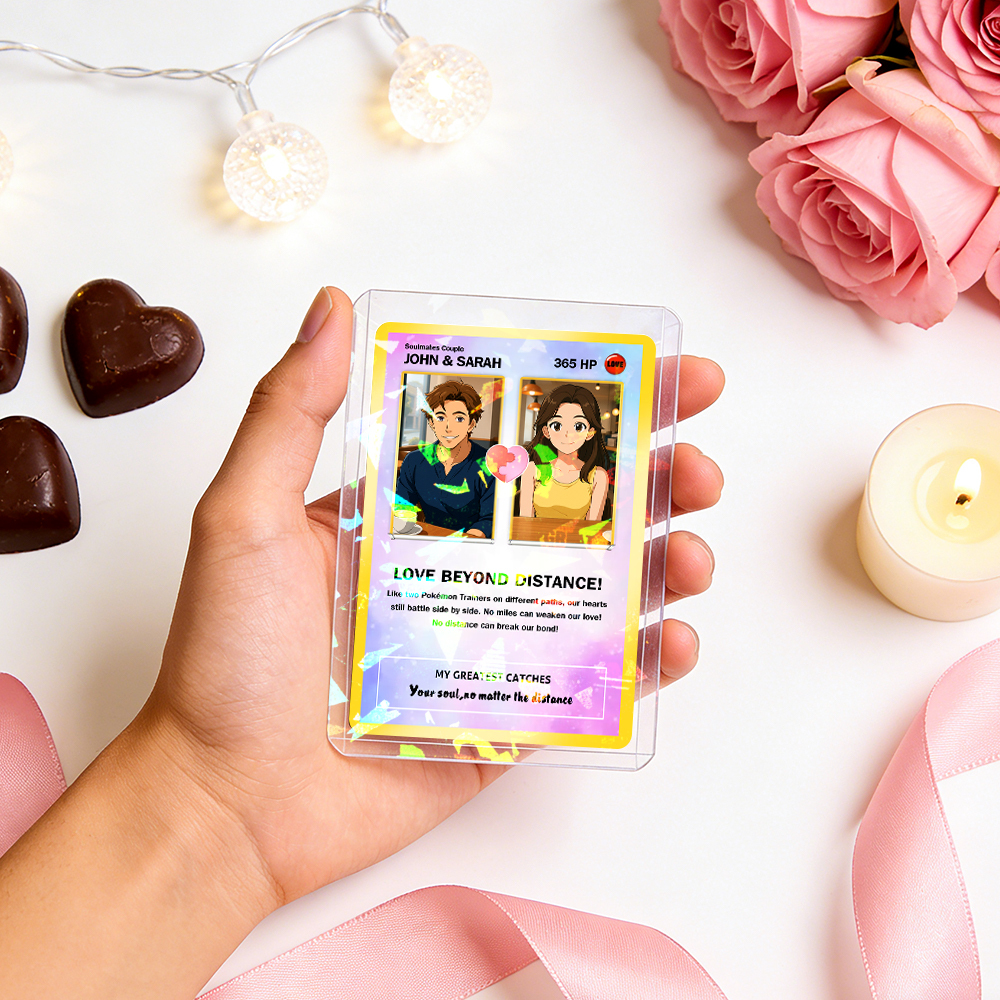 Individuelles Geschenk Für Paare: Foto- Und Textkarte, Personalisierte Jahrestagskarte, Geschenk Im Stil „liebe Über Die Distanz Hinweg" - meinemondlampe