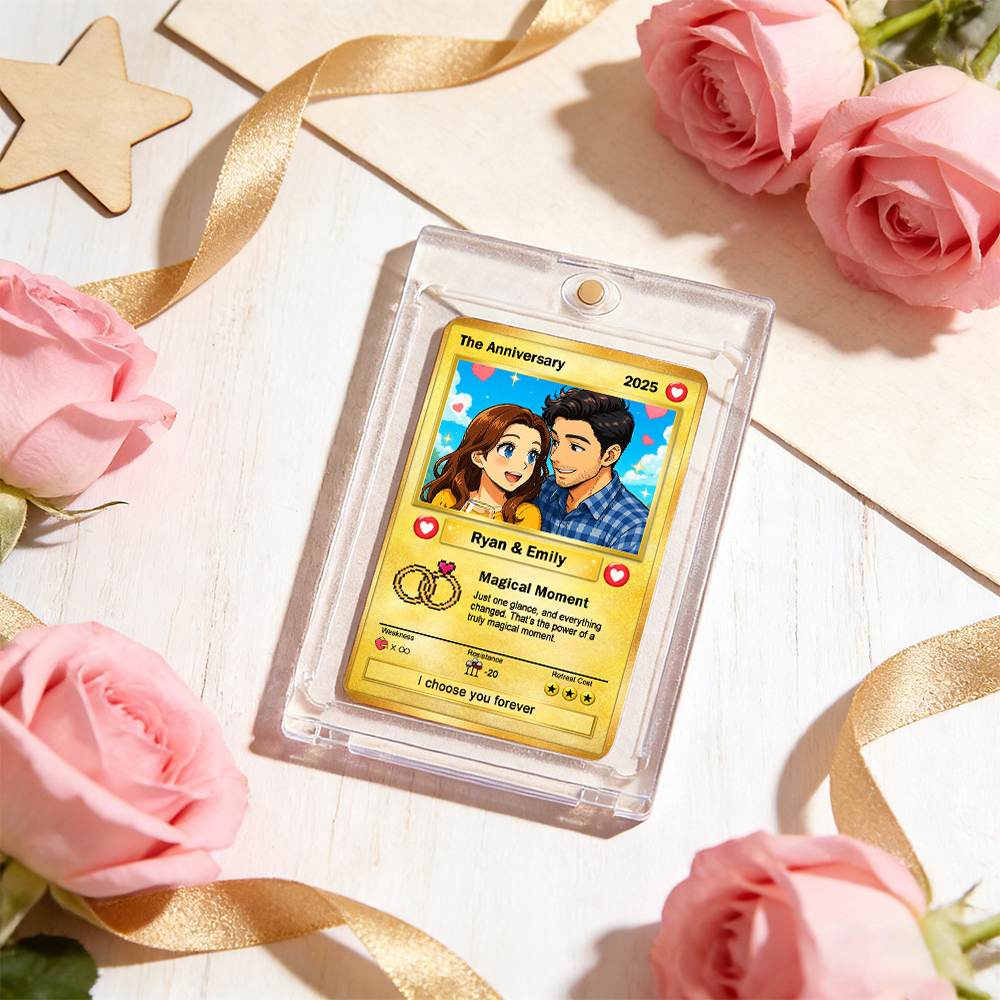 Individuelle Poke-karte Für Paare – Anime-inspirierte Ästhetik – Taschengeschenk – Personalisierte Sammelkarten – Geschenkidee Zum Jahrestag Oder Valentinstag - meinemondlampe