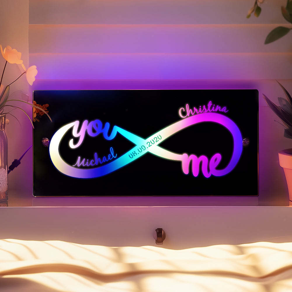 Personalisiertes Namensspiegellicht Infinity Love Geschenk Für Paare - meinemondlampe