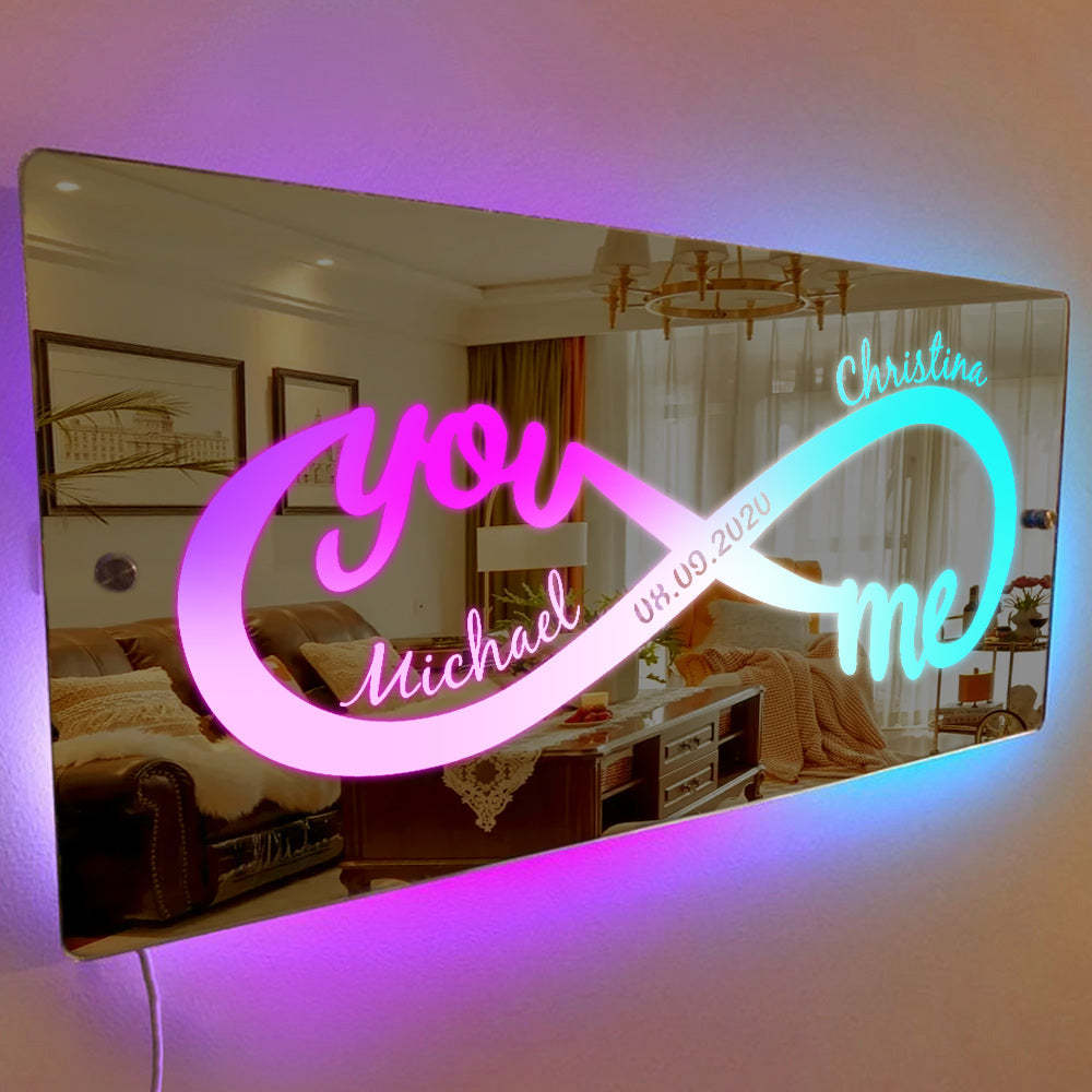 Personalisiertes Namensspiegellicht Infinity Love Geschenk Für Paare - meinemondlampe
