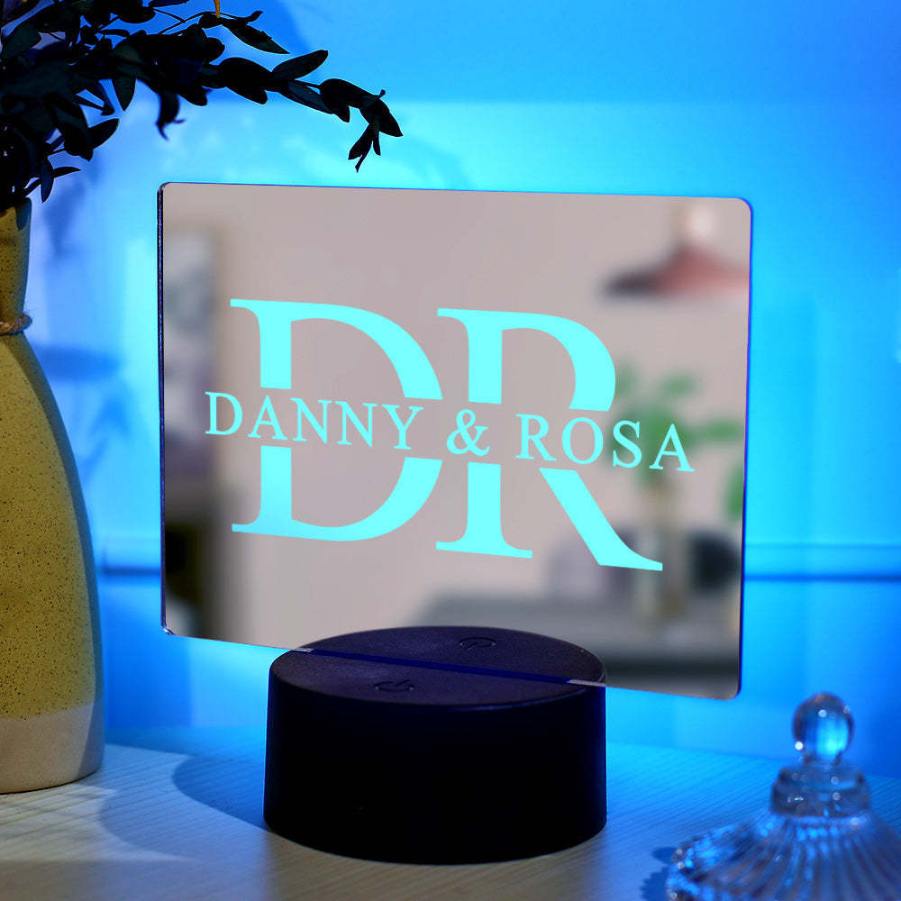 Personalisierter Namensspiegel, Bunte Lampe, Hausschild, Geschenk Für Paare - meinemondlampe