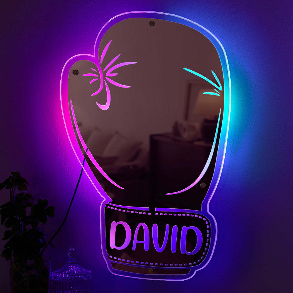Benutzerdefinierte Name Spiegel Licht Boxhandschuhe Geschenk Für Freund - meinemondlampe