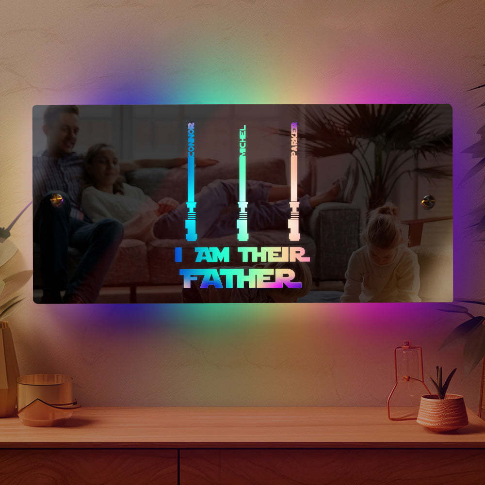Personalisierter „i Am Their Father“-spiegellicht Mit Individuellem Namen, Leuchtender Spiegel, Vatertagsgeschenke - meinemondlampe
