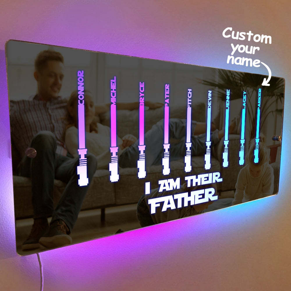 Personalisierter „i Am Their Father“-spiegellicht Mit Individuellem Namen, Leuchtender Spiegel, Vatertagsgeschenke - meinemondlampe