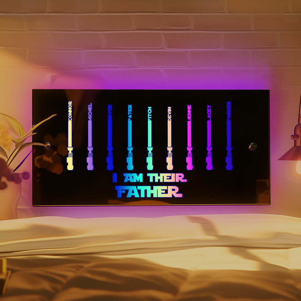 Personalisierter „i Am Their Father“-spiegellicht Mit Individuellem Namen, Leuchtender Spiegel, Vatertagsgeschenke - meinemondlampe