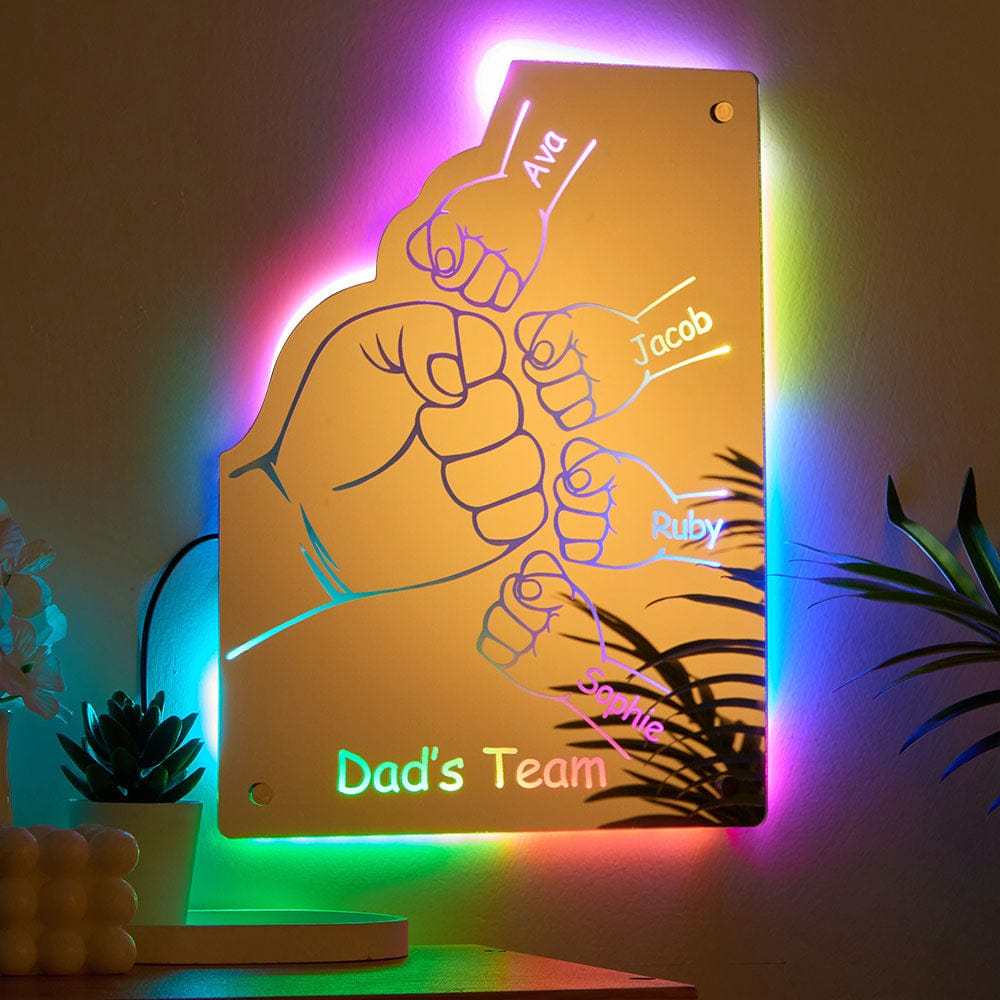 Benutzerdefinierte Familienname Spiegellicht Personalisierte Vatertag Faust Spiegellicht - meinemondlampe