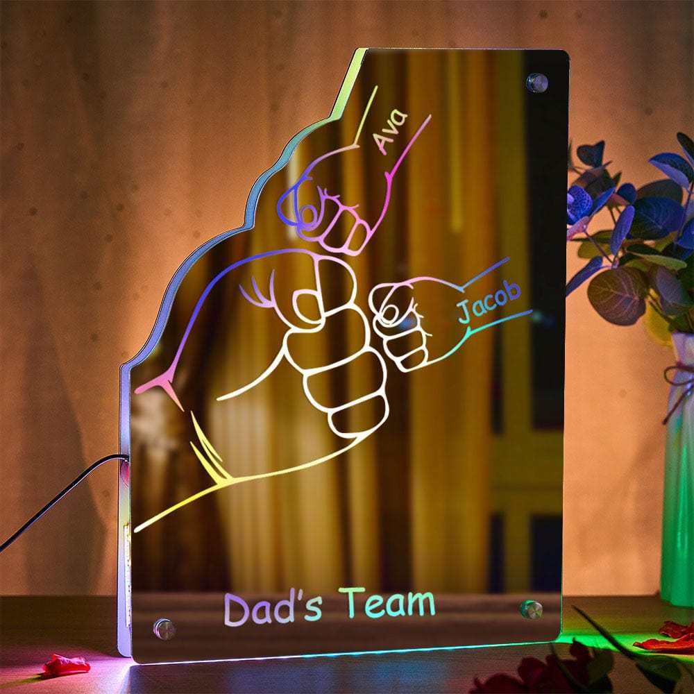 Benutzerdefinierte Familienname Spiegellicht Personalisierte Vatertag Faust Spiegellicht - meinemondlampe