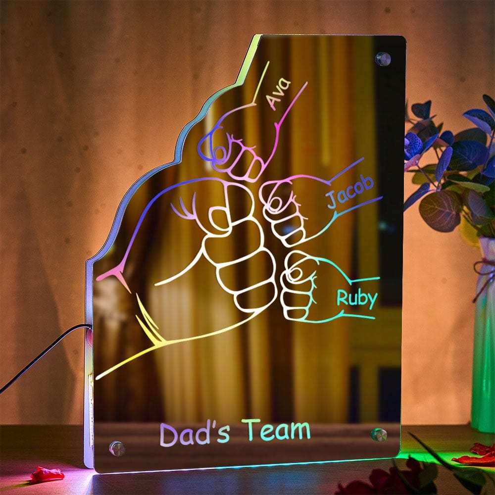Benutzerdefinierte Familienname Spiegellicht Personalisierte Vatertag Faust Spiegellicht - meinemondlampe