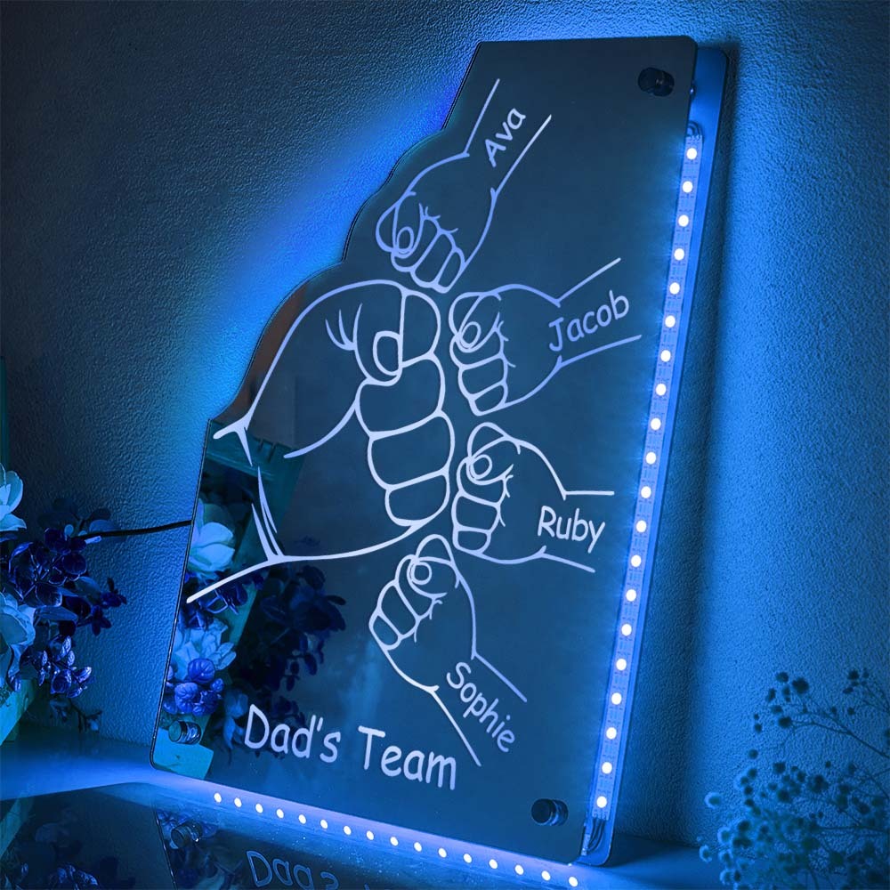 Benutzerdefinierte Familienname Spiegellicht Personalisierte Vatertag Faust Spiegellicht - meinemondlampe