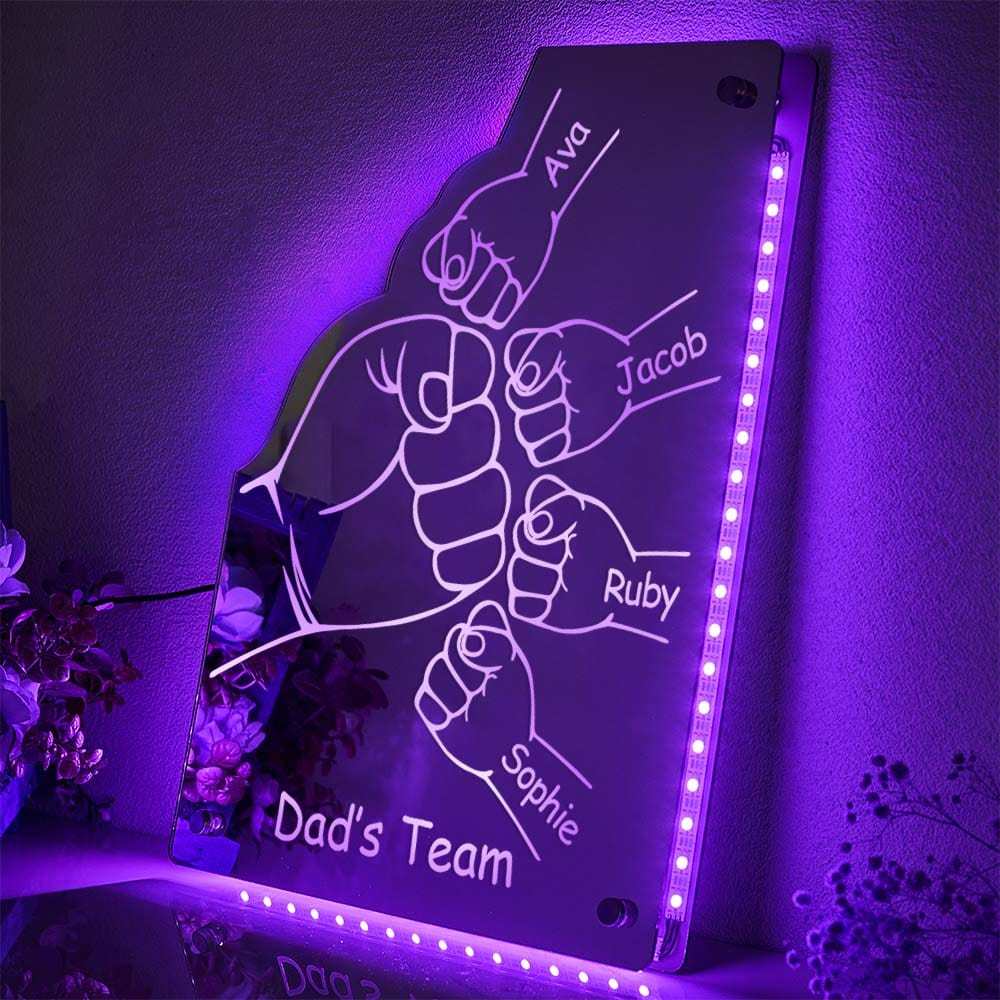 Benutzerdefinierte Familienname Spiegellicht Personalisierte Vatertag Faust Spiegellicht - meinemondlampe