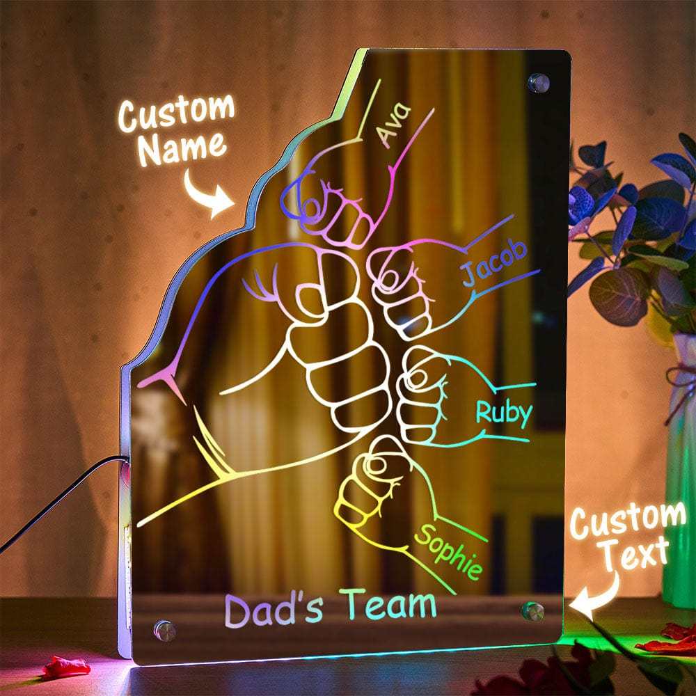 Benutzerdefinierte Familienname Spiegellicht Personalisierte Vatertag Faust Spiegellicht - meinemondlampe