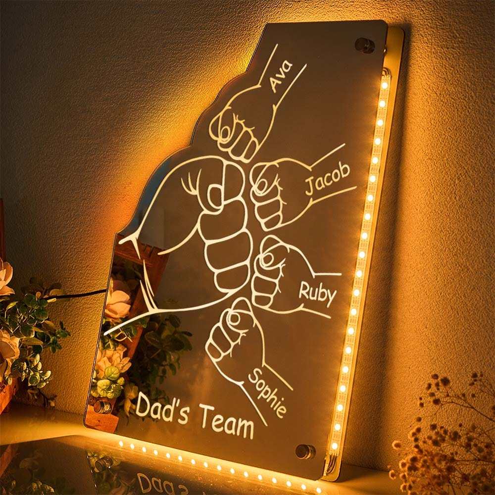 Benutzerdefinierte Familienname Spiegellicht Personalisierte Vatertag Faust Spiegellicht - meinemondlampe