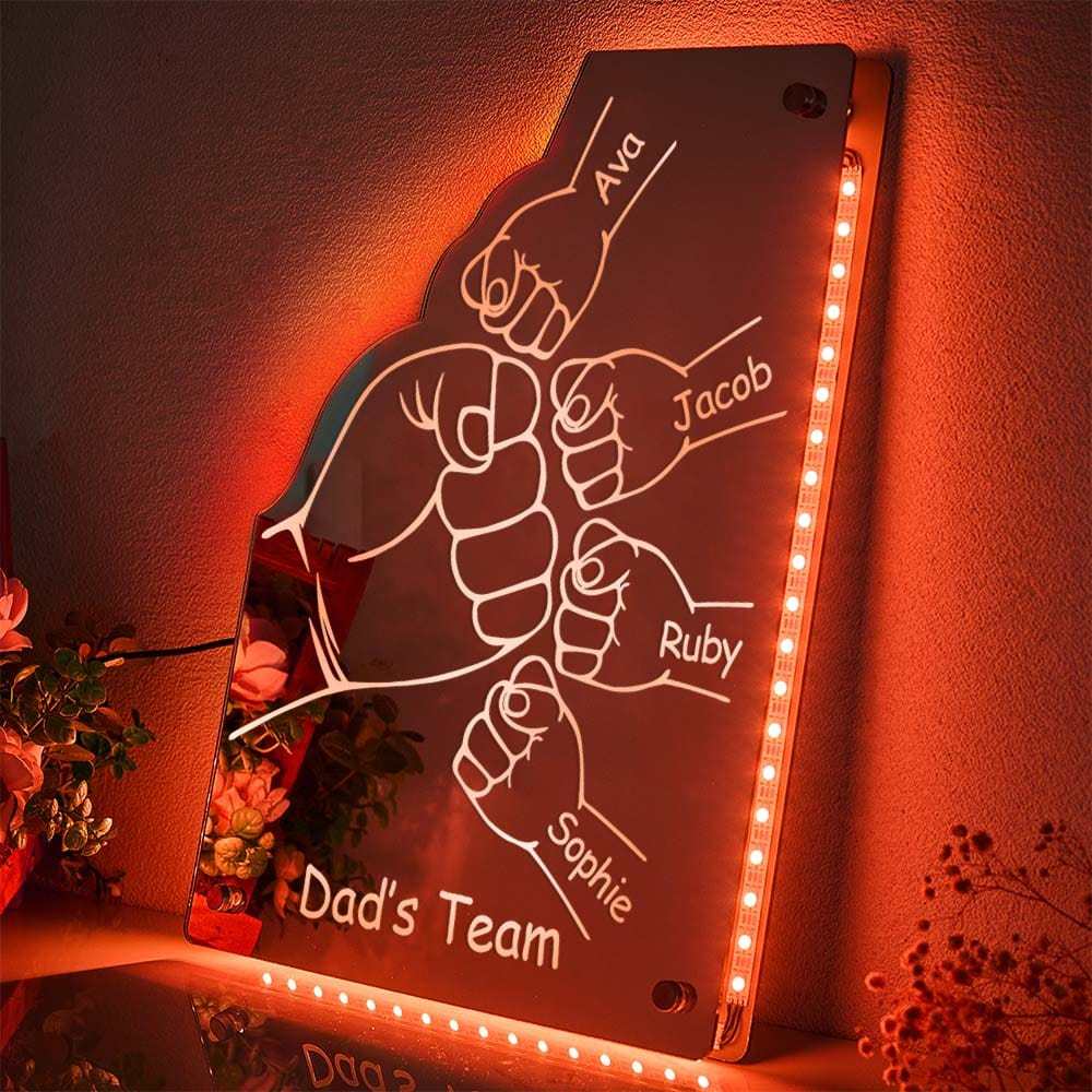 Benutzerdefinierte Familienname Spiegellicht Personalisierte Vatertag Faust Spiegellicht - meinemondlampe