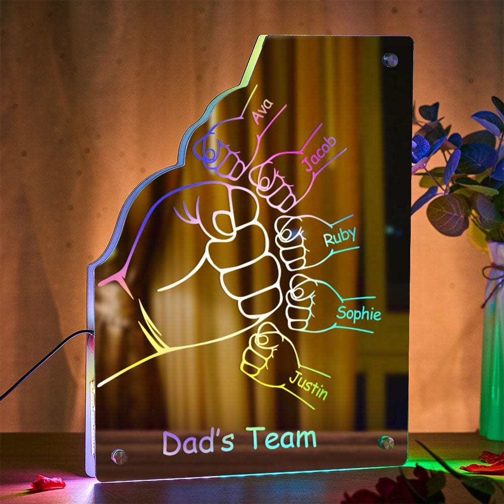 Benutzerdefinierte Familienname Spiegellicht Personalisierte Vatertag Faust Spiegellicht - meinemondlampe