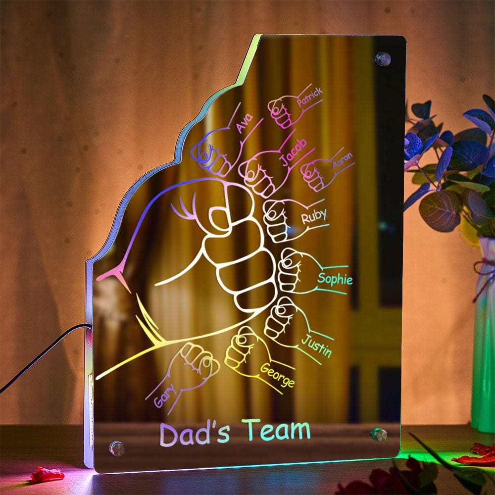 Benutzerdefinierte Familienname Spiegellicht Personalisierte Vatertag Faust Spiegellicht - meinemondlampe