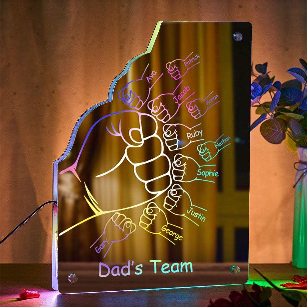 Benutzerdefinierte Familienname Spiegellicht Personalisierte Vatertag Faust Spiegellicht - meinemondlampe