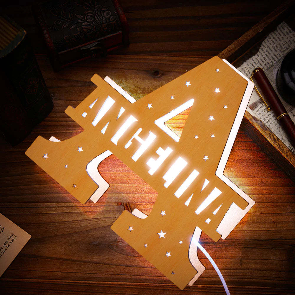 Personalisierter Anfangsname Aus Holz Nachtlicht Custom Letter Lamp Room Decor - meinemondlampe
