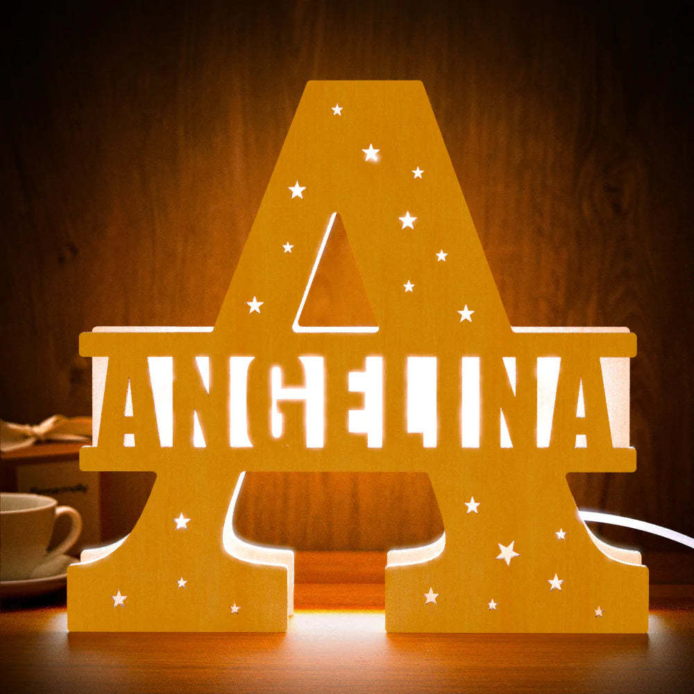 Personalisierter Anfangsname Aus Holz Nachtlicht Custom Letter Lamp Room Decor - meinemondlampe